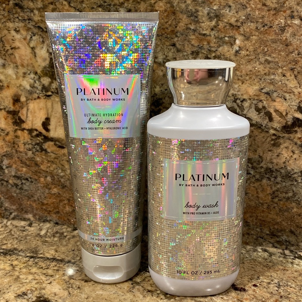 2-pc Set 🩶PLATINUM🩶 by B&BW; Body Wash & Ultimate Hydration Body Cream, NWTag